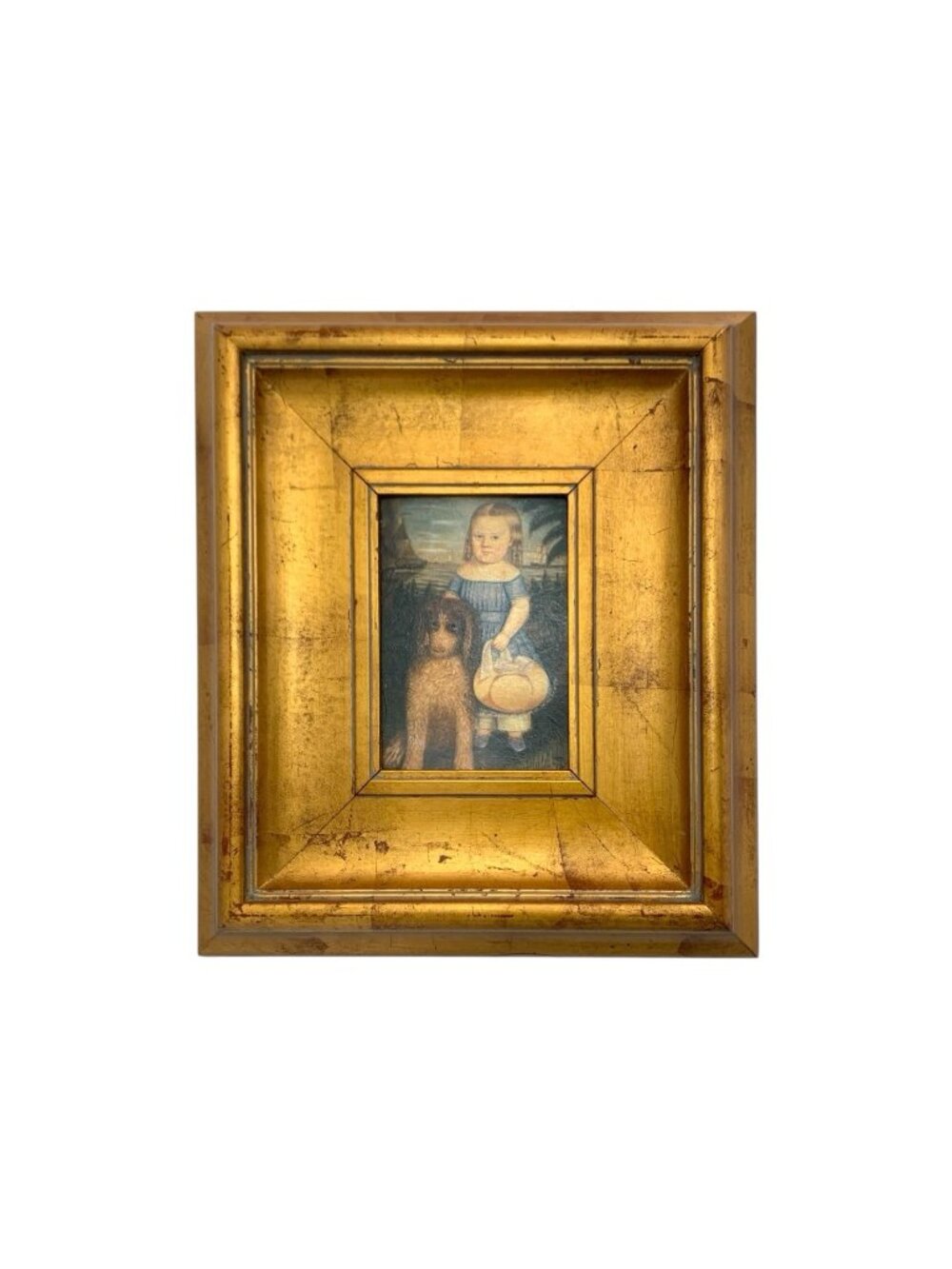 Print Portrait My Pet Dog Framed Vintage Folk Art Decor